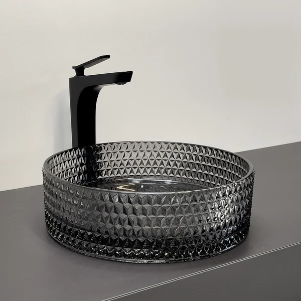 Приобрести comforty раковина накладная cf21004 36х36 см, стеклянная серый дым