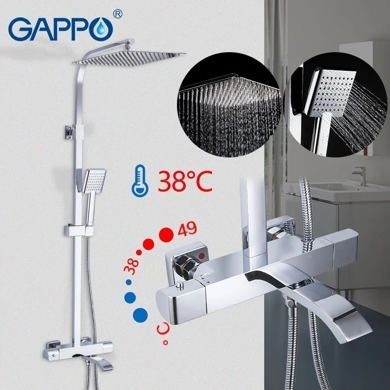 Приобрести gappo душевая система g2407-40 с термостатом, хром 30037