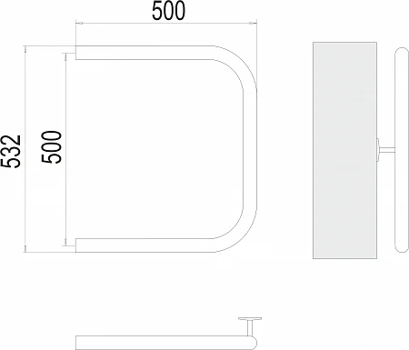 Приобрести terminus полотенцесушитель п - образный 50х50 см, боковое подключение, водяной, хром