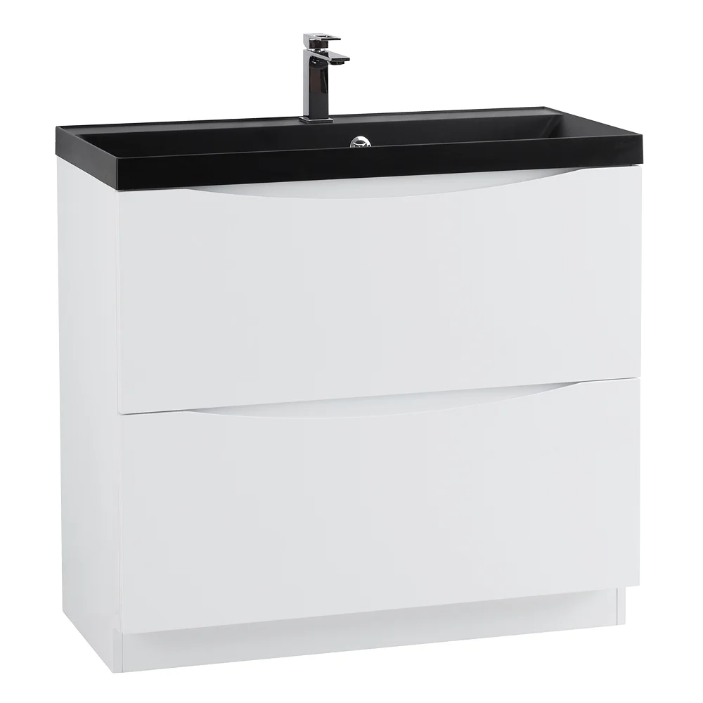 Приобрести belbagno тумба с раковиной marino 80 см, напольная bianco lucido, чёрная раковина