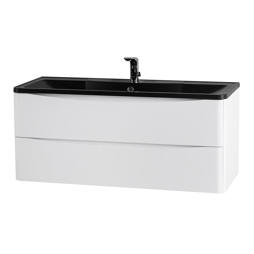 Приобрести belbagno тумба с раковиной acqua 120 см, подвесная bianco lucido, чёрная раковина