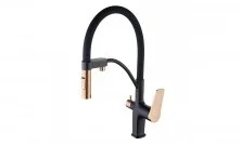 LEMARK Смеситель для кухни Bronx с подключением к фильтру, черный\золото LM3761BLR