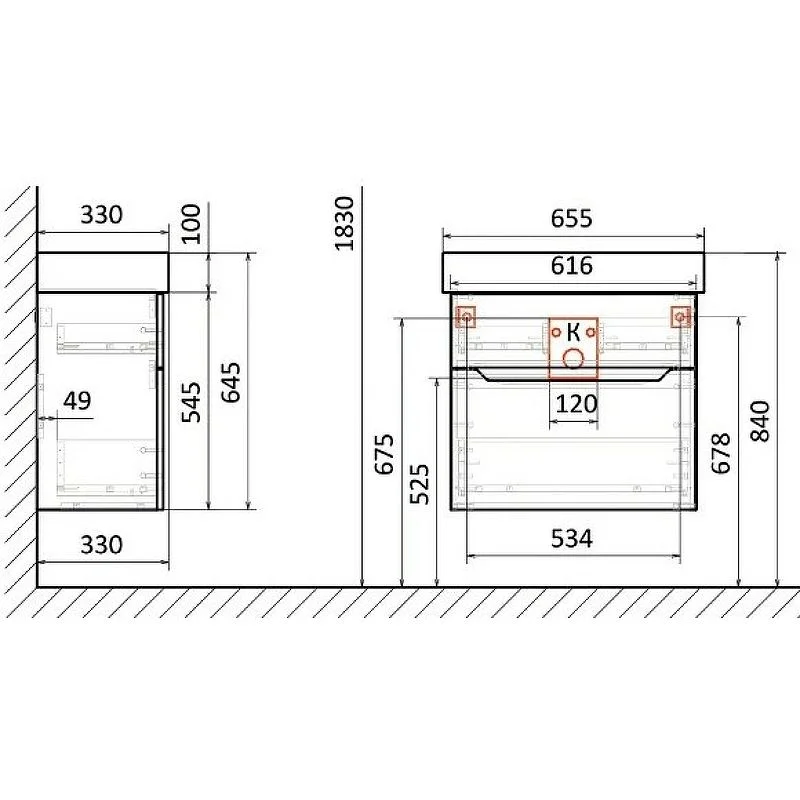 Приобрести jorno тумба подвесная folk 65 см, белая