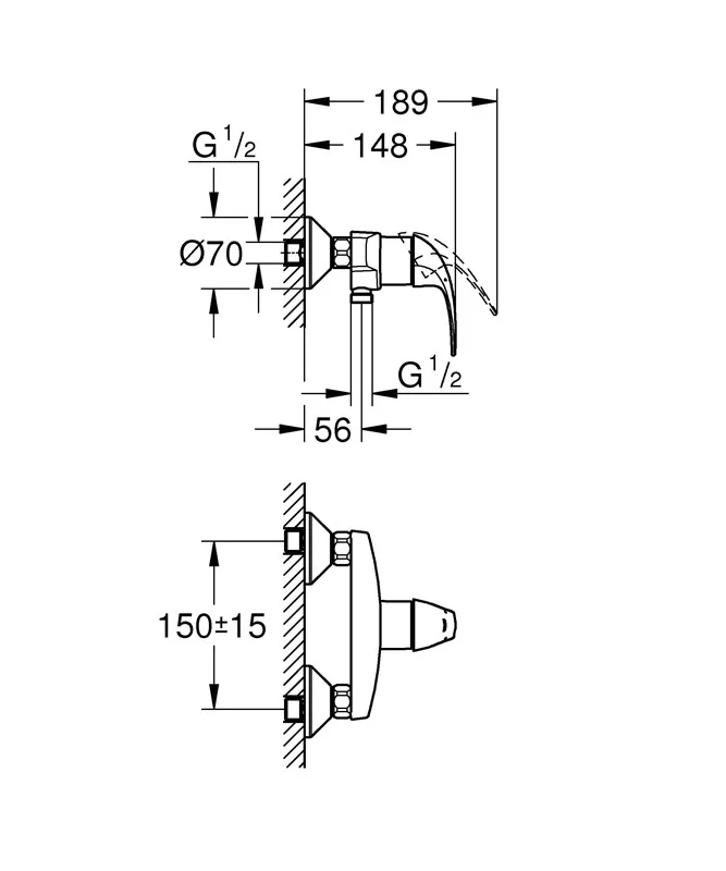 Приобрести смеситель для душа grohe baucurve, хром 23631000