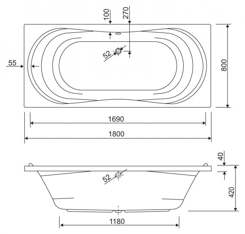 Приобрести cezares акриловая ванна apollo 180x90 см, apollo-180-90-49