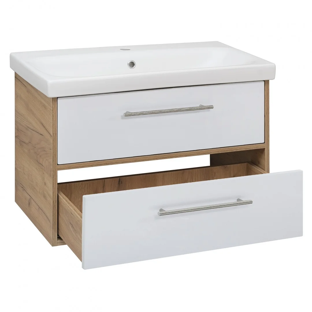 Приобрести aqua de marco тумба подвесная с раковиной melbourne 80 cм. дуб-белый