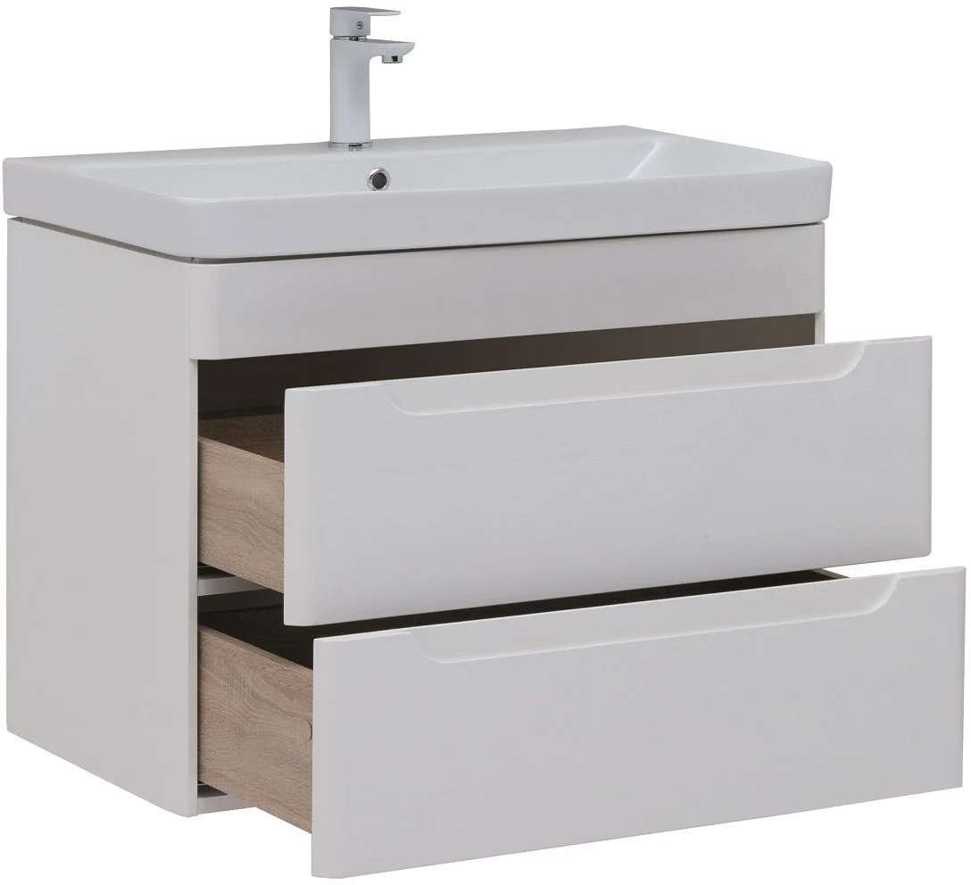 Приобрести тумба с раковиной aquanet софия 80 белый глянец (2 ящика) 00274002