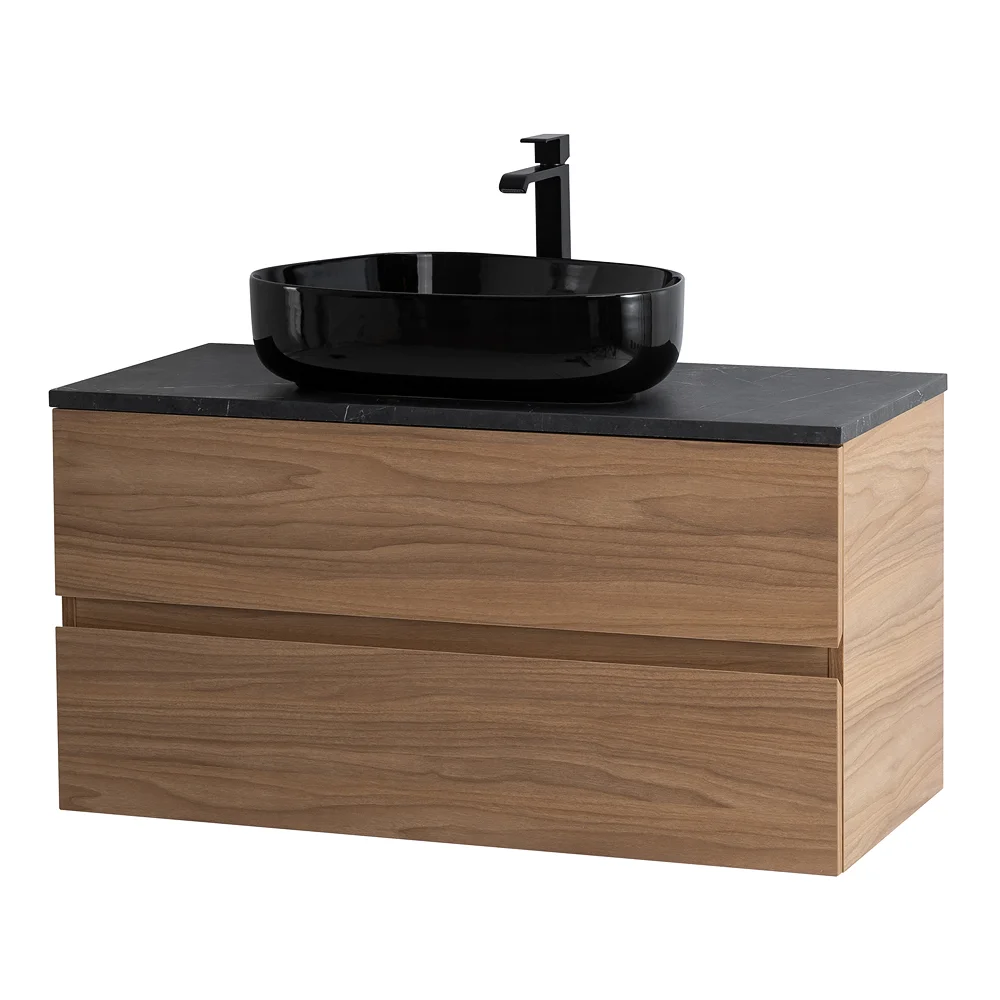 Приобрести cezares тумба со столешницей molveno 46 80 см noce chiaro, черный molveno 46-80-2c-so-nr