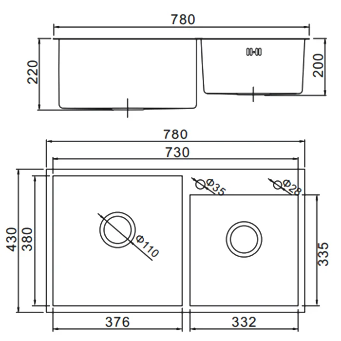 Приобрести gerhans кухонная мойка 78х43 см, двойная, сатин