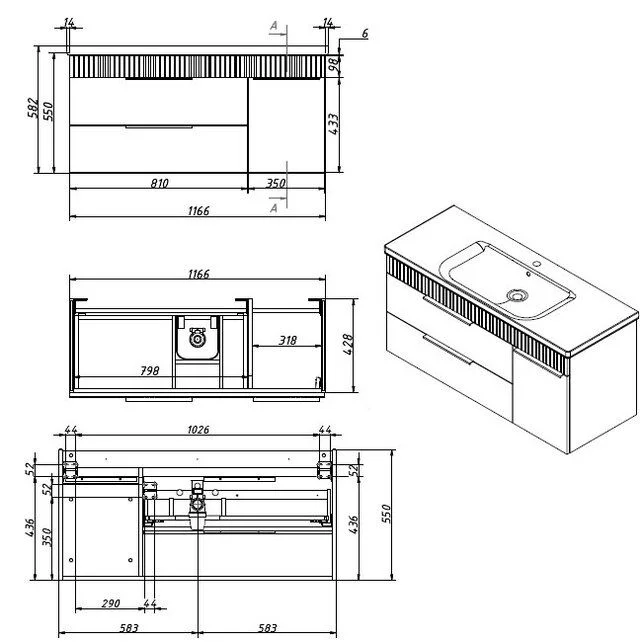 Приобрести caprigo тумба с раковиной monbar -albero 120 см, правая, палисандр, шпон