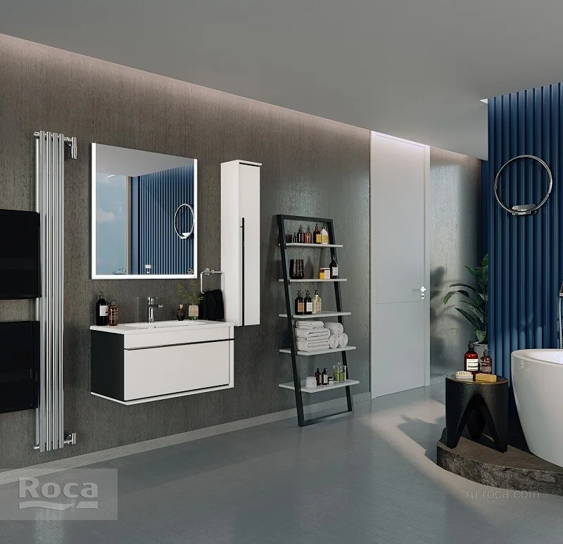 Приобрести тумба подвесная roca aneto с раковиной victoria unik 80 см, белый глянец