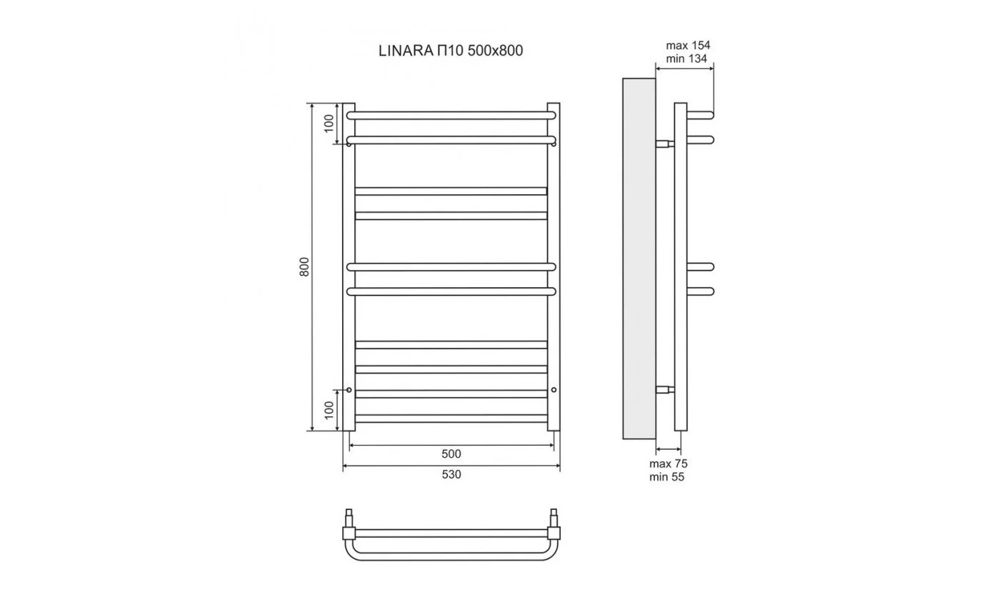 Приобрести lemark полотенцесушитель linara п10 500x800 мм водяной, хром lm04810