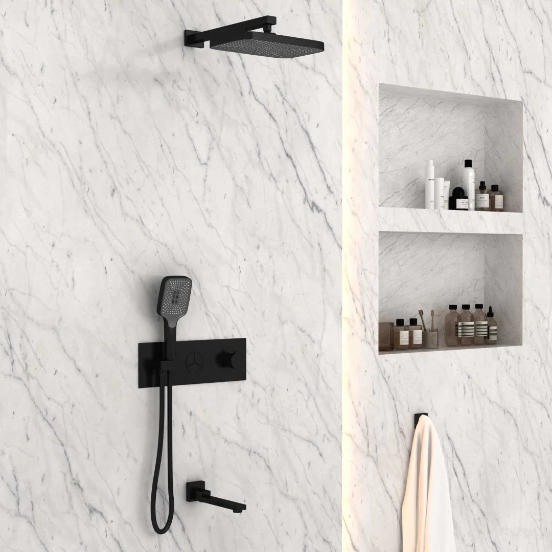 Приобрести vincea встраиваемая душевая система с термостатом, черная матовая vsfw-432t1mb