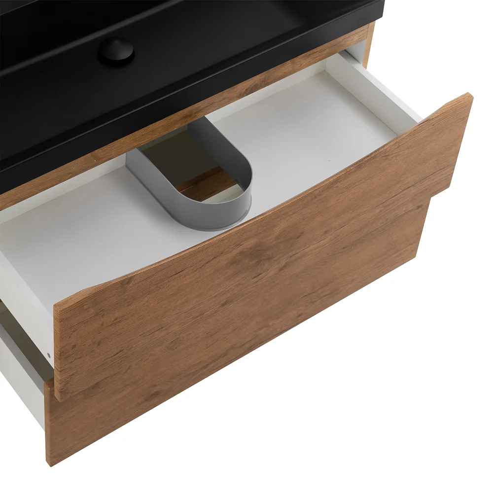 Приобрести belbagno тумба с раковиной marino 90 см, подвесная rovere nature, чёрная раковина