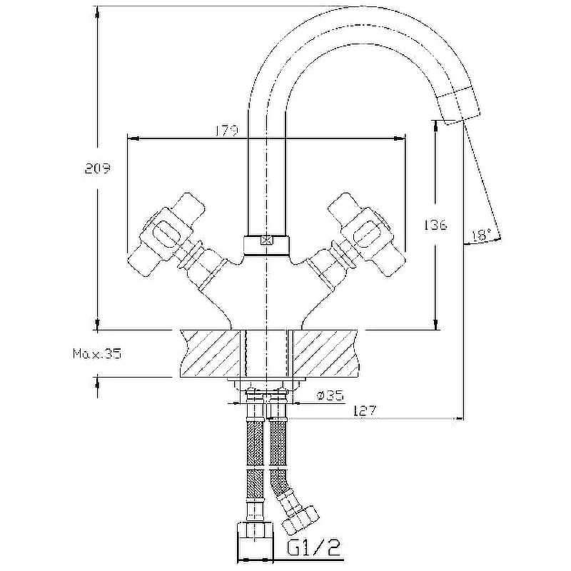Приобрести haiba смеситель для кухни 209мм, хром hb-1218