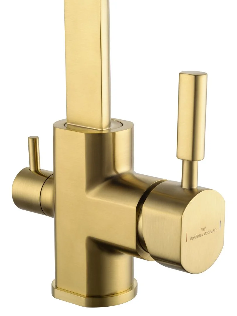 Приобрести смеситель для кухни c подключением фильтра wonzon & woghand, брашированное золото (ww-88458003-bg)