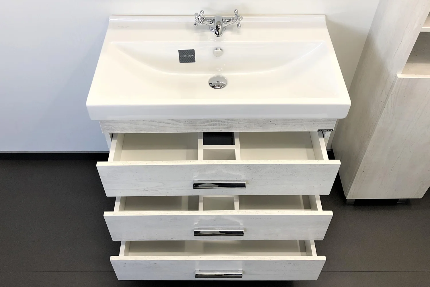 Приобрести сomforty тумба с раковиной "никосия-80н" дуб белый