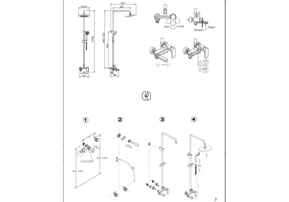 Приобрести душевая система bravat opal, хром f6125183cp-a3-rus