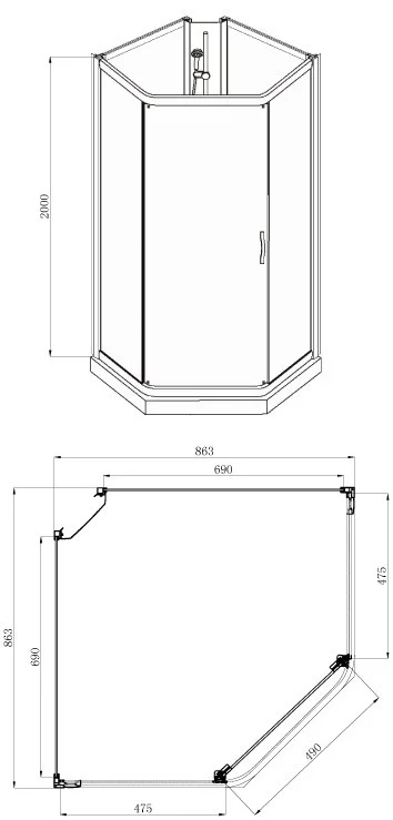 Приобрести azario душевая кабина denver 90x90 см, серая az-n10806 900 grey