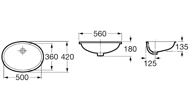 Приобрести раковина врезная под столешницу roca berna 56x42 см 7.3278.7.100.1