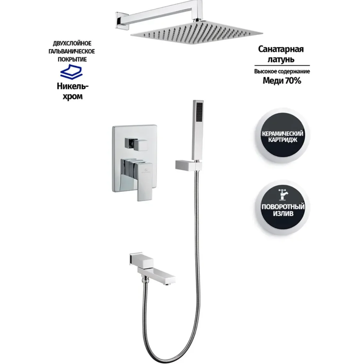 Приобрести grocenberg встраиваемая душевая система, хром gb5089cr-1