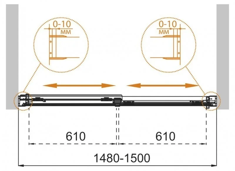 Приобрести cezares шторка для ванны tandem-soft-vf-2 150х145см tandem-soft-vf-2-150/145-c-cr-iv