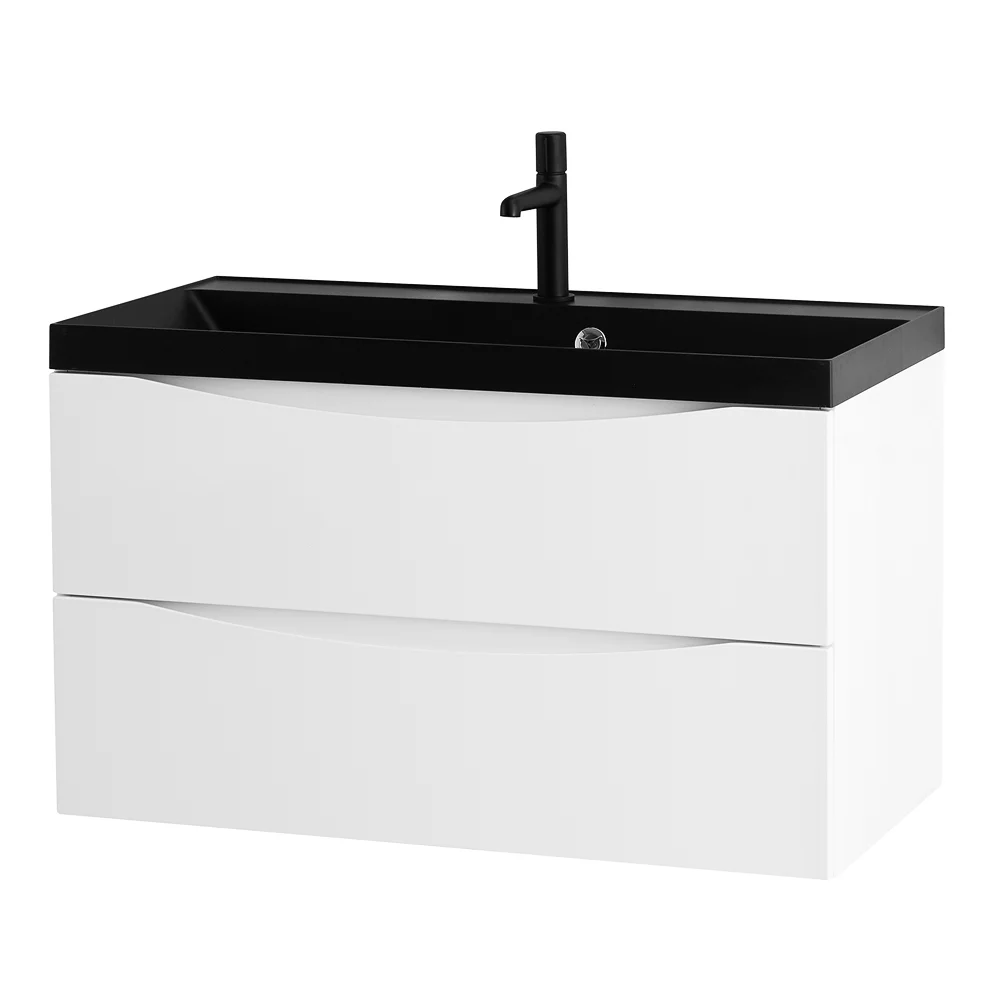 Приобрести belbagno тумба с раковиной marino 90 см, подвесная bianco opaco, чёрная раковина