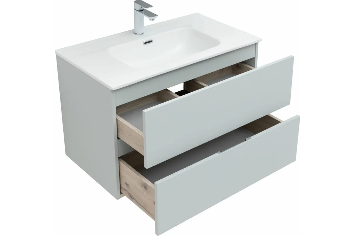 Приобрести aquanet тумба с раковиной алвита new 80 см, 2 ящика, серый