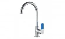 LEMARK Смеситель для кухни Aura с поворотным изливом, хром\голубой LM0605C