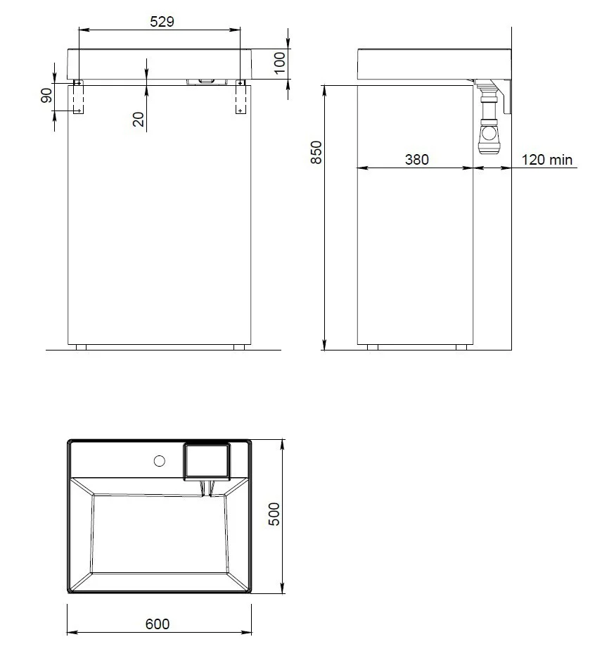 Приобрести раковина над стиральной машиной azario sharp 60x50 см, без сифона