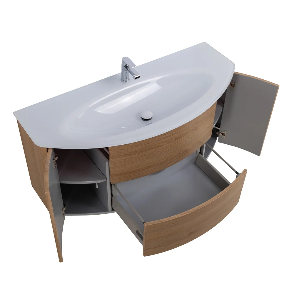 Приобрести cezares тумба подвесная с раковиной eden 121 см rovere tabacco, стекло, дерево 54842