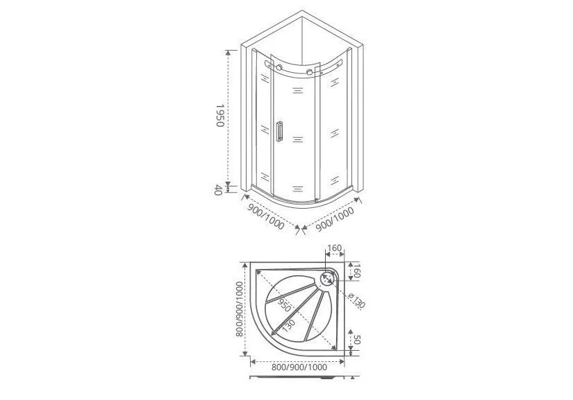 Приобрести ограждение душевое bas galaxy r-90-c-ch 90х90 см