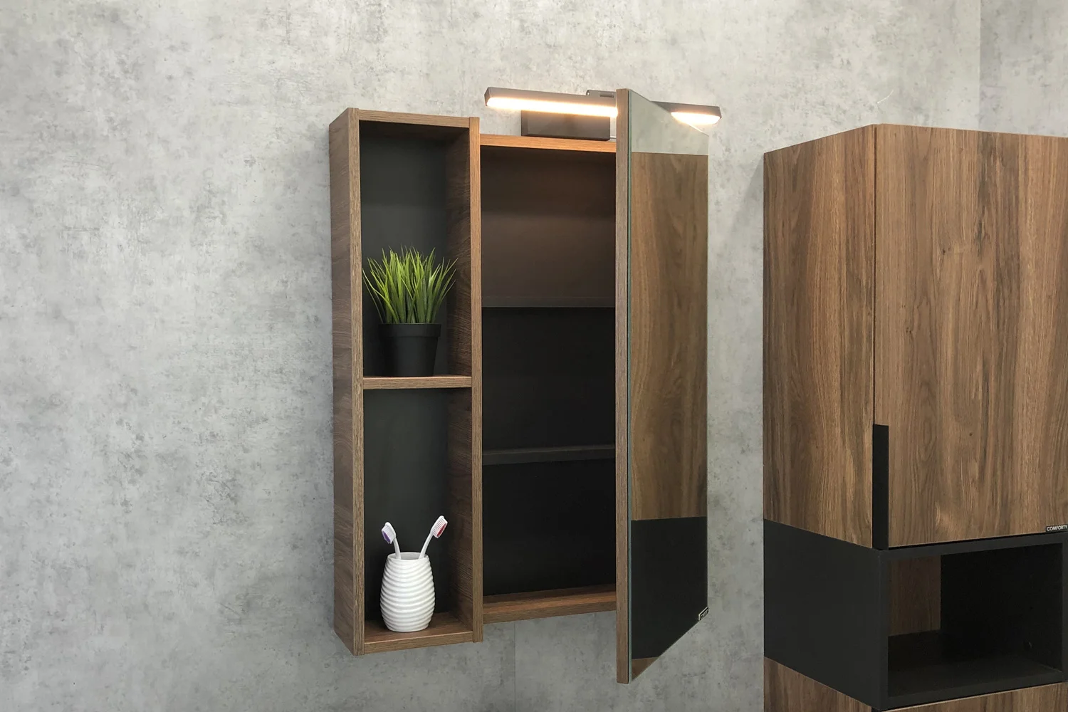 Приобрести сomforty зеркало-шкаф "штутгарт-60" дуб тёмно-коричневый