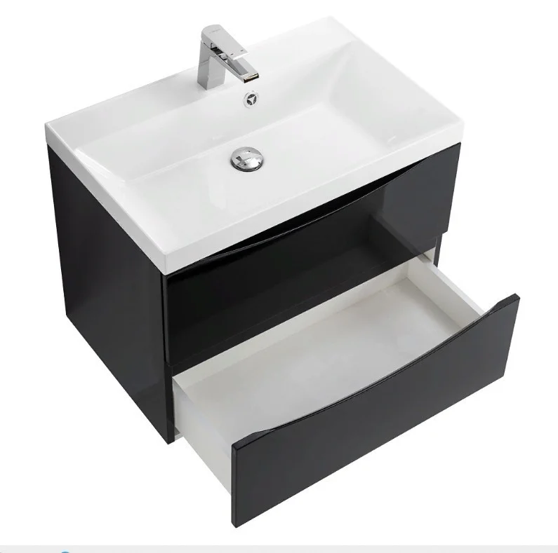 Приобрести тумба подвесная с раковиной belbagno marino-600-2c-so-nl-p 60 см, nero lucido