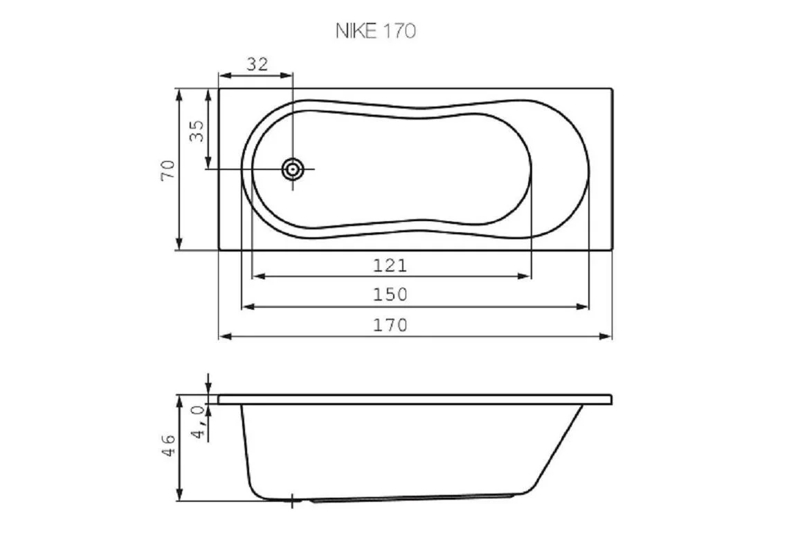 Приобрести акриловая ванна cersanit nike 170x70 см