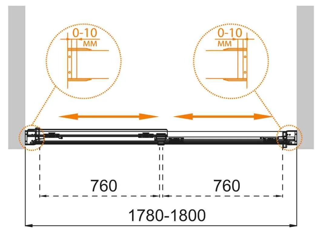 Приобрести cezares шторка для ванны tandem-soft-vf-2 150х145см tandem-soft-vf-2-150/145-p-cr