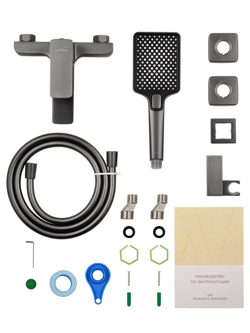 Приобрести смеситель для ванны с душем wonzon & woghand edge, темный графит (ww-88639003a-bgm)
