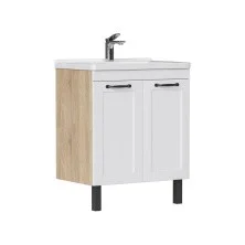 Equil Тумба напольная с раковиной Lago 60 см, белая\светлое дерево tnLAGO60.2D-04