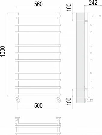 Приобрести terminus полотенцесушитель ватра п10 50х100 см, с полкой, водяной, хром