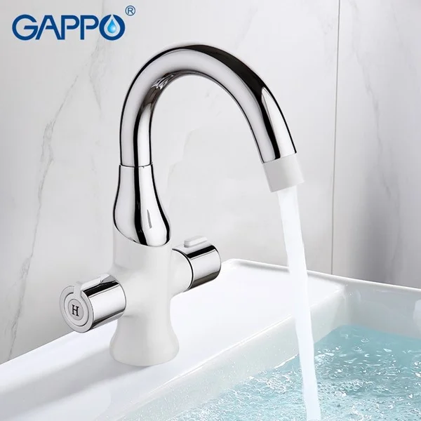 Приобрести gappo смеситель для раковины g1049, белый\хром 85250