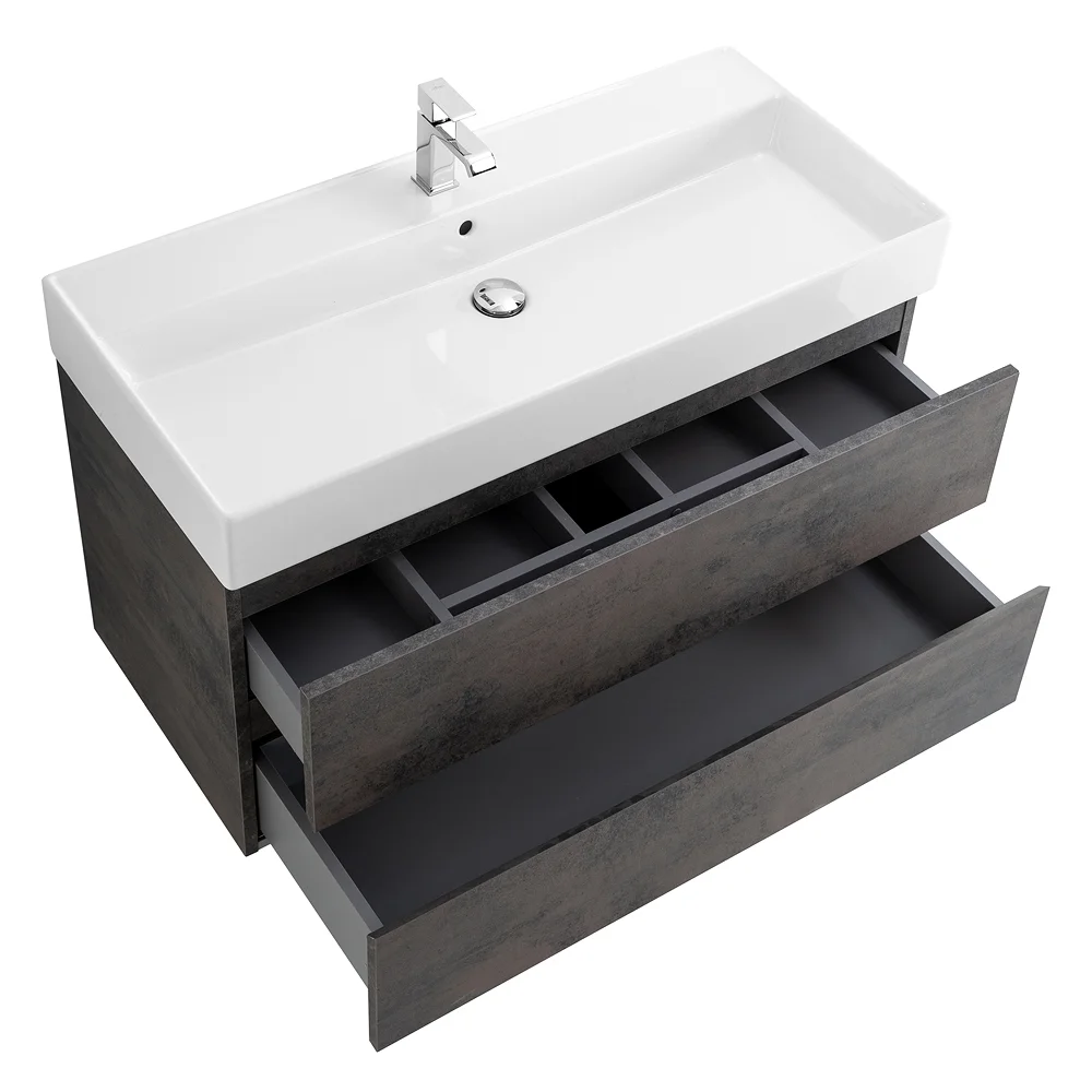 Приобрести cezares тумба подвесная с раковиной molveno 46 100 см ossido, темно коричневая molveno 46-100-2c-so-ossmolveno 46-100-2c-so-oss