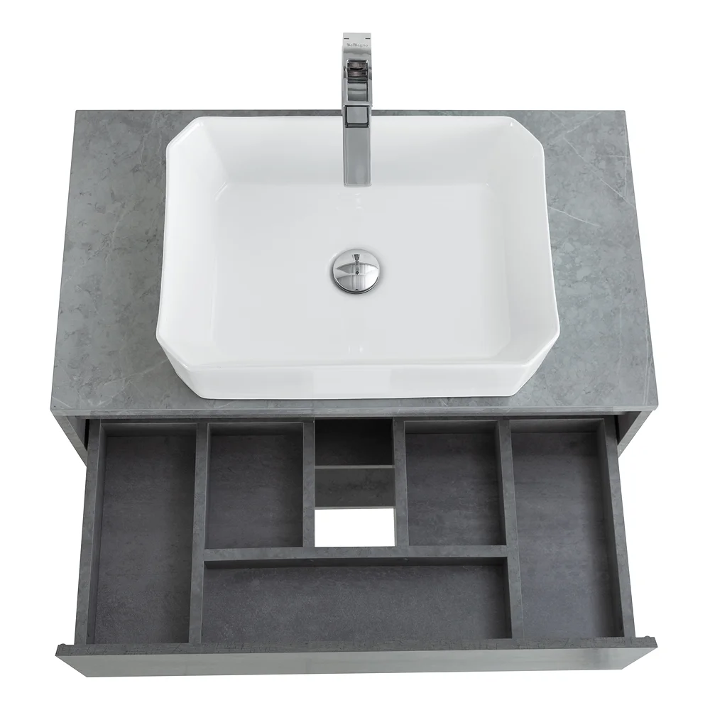 Приобрести belbagno тумба со столешницей kraft 80 см с ящиком и полкой, подвесная cemento grigio