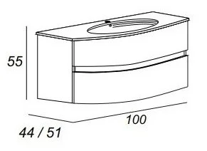 Приобрести cezares тумба подвесная с раковиной dalila 100х55см, белый
