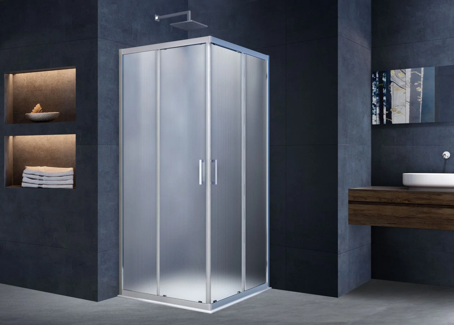 Приобрести vincea душевое ограждение alpha 100х100 см, текстурное, хром vss-3al100mt