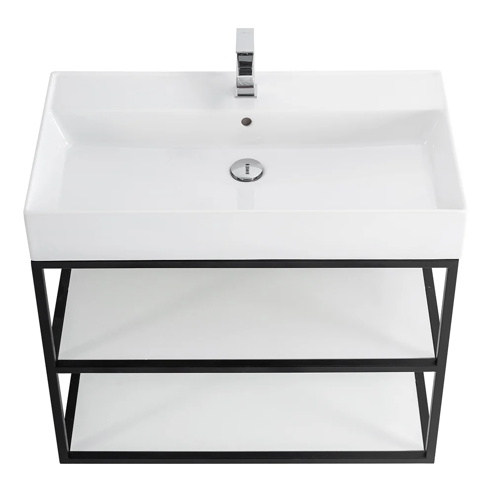 Приобрести cezares тумба подвесная с раковиной cadro 80 см см, двухярусная nero, черная cadro-80/46/58-2c-so-met-st