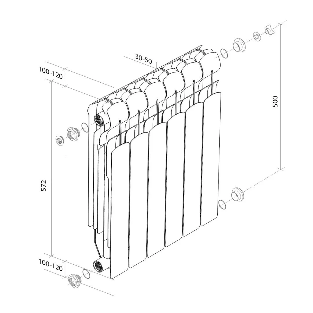 Приобрести royal thermo радиатор биметаллический indigo super+ 500 ( белый ) - 12 секц.