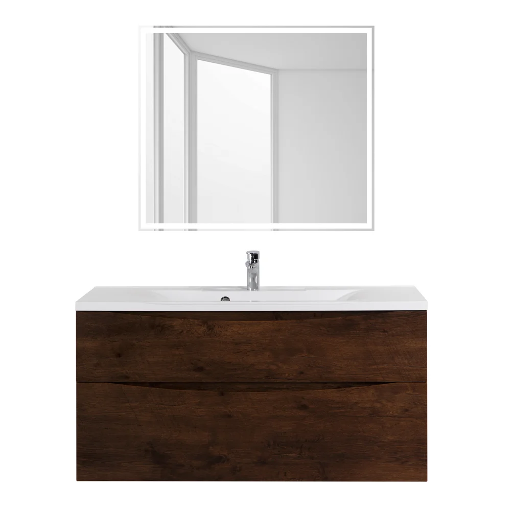 Приобрести belbagno тумба с раковиной marino-h60 100 см, подвесная rovere moro, белая раковина