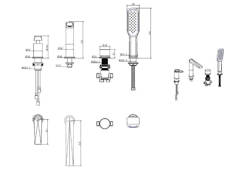 Приобрести boheme смеситель для ванны venturo, врезной, черный хром 370-sgm
