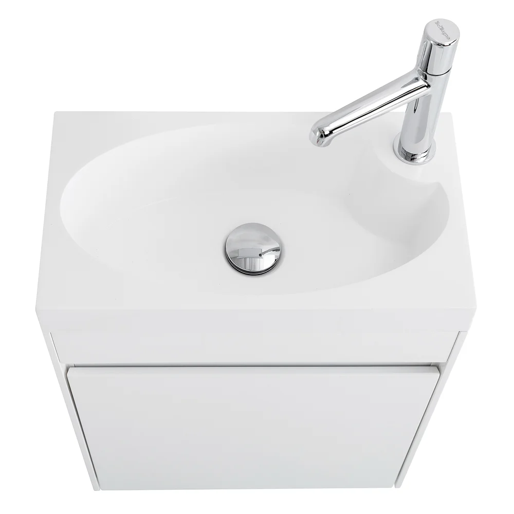 Приобрести belbagno тумба с раковиной pietra mini 46 см, подвесная с дверью 46-l bianco lucido, белая раковина