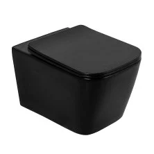 BelBagno Унитаз безободковый подвесной ARDENTE-C с сиденьем дюропласт, микролифт, черный BB3202CHR-MB/BB3202SC-MB